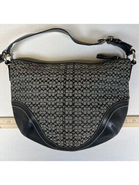 Coach Signature Stripe Hobo Black Jacquard Shoulder Bag F10924